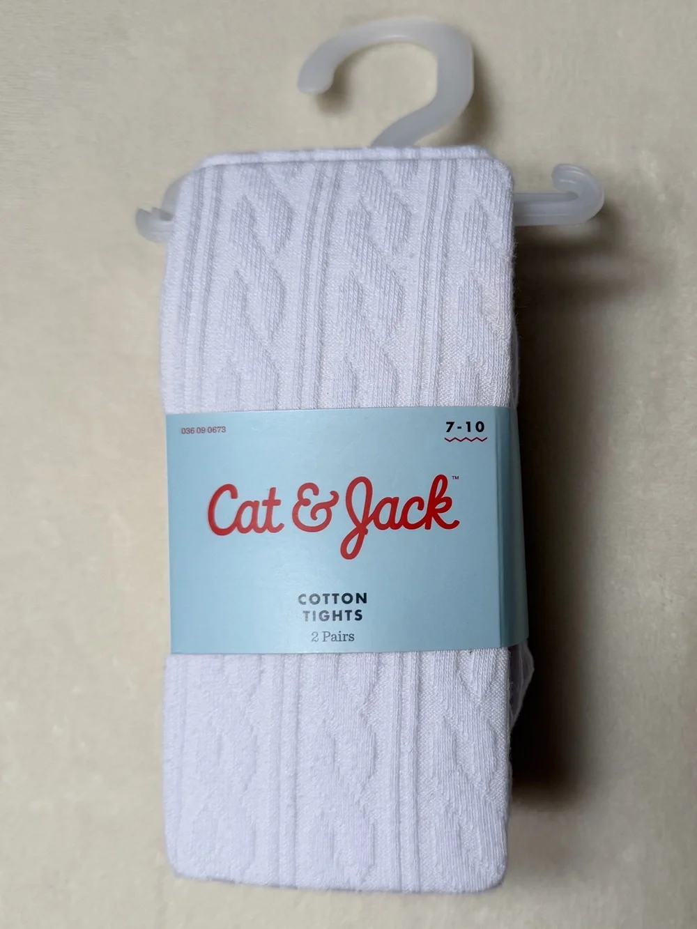Cat & Jack White Cable-Knit Cotton Tights - 2 Pairs